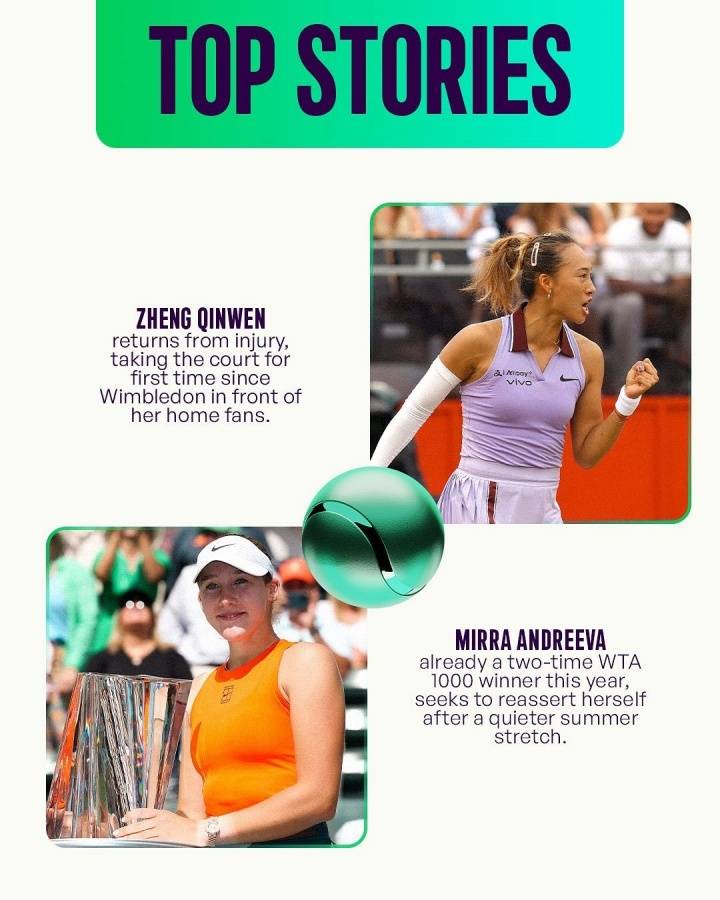 WTA官方确认郑钦文出战中网 女单世界前十9人参赛