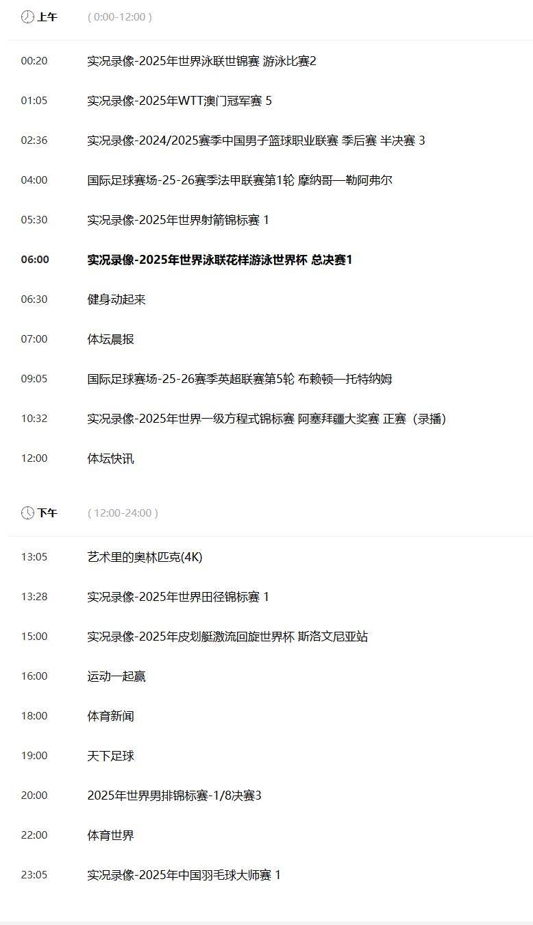 英超赛事!附9月22日!中央五套直播表:CCTV5、CCTV5+节目表