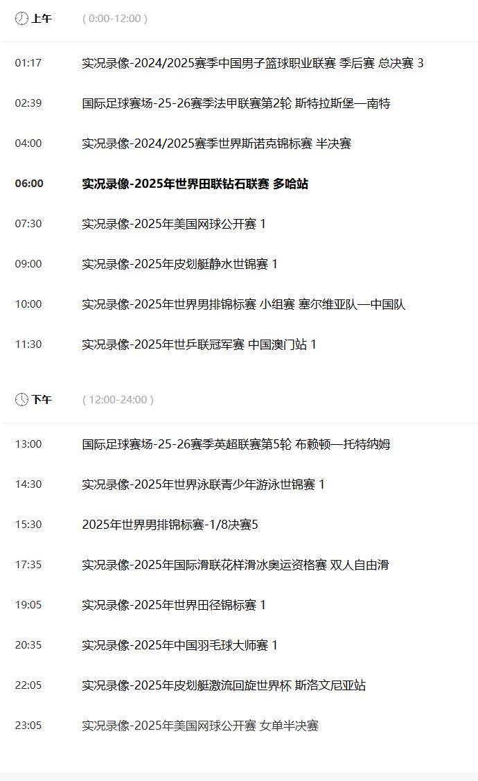 英超赛事!附9月22日!中央五套直播表:CCTV5、CCTV5+节目表